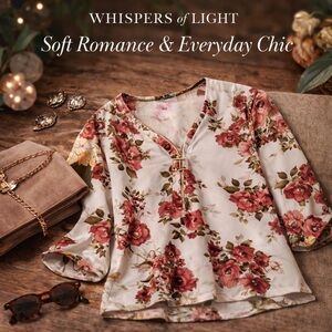 Perception Concept Floral Zip-Front Blouse | Size S Romantic Cottagecore